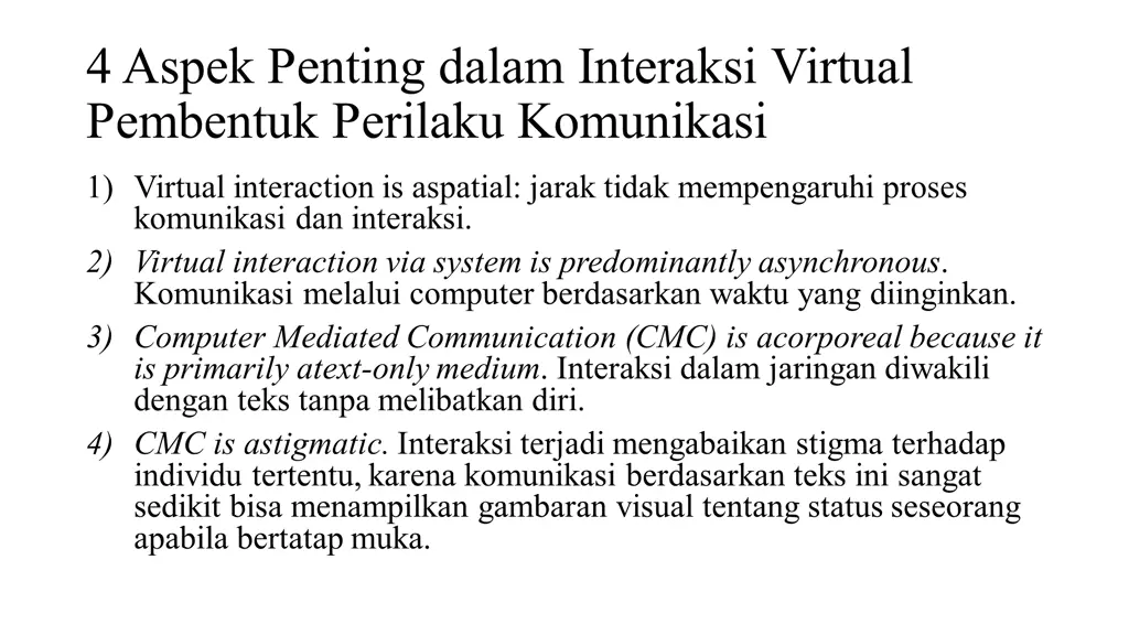 4 aspek penting dalam interaksi virtual pembentuk