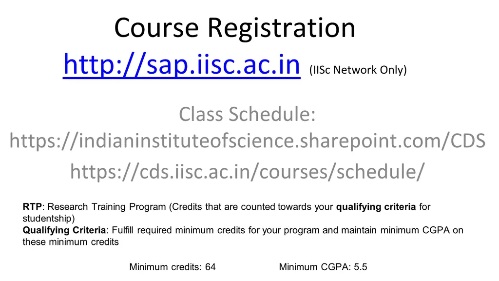 course registration http sap iisc ac in iisc