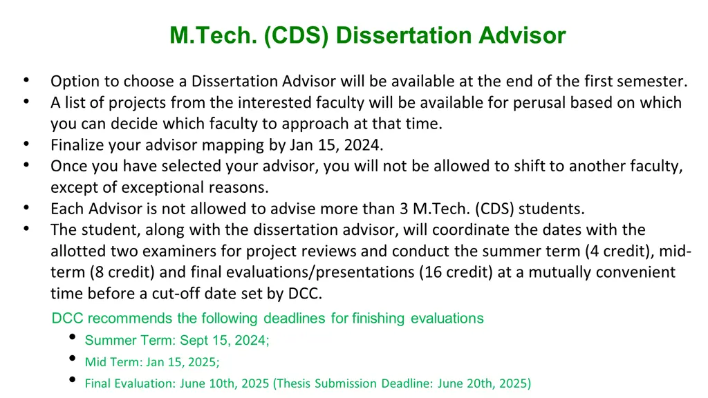 m tech cds dissertation advisor