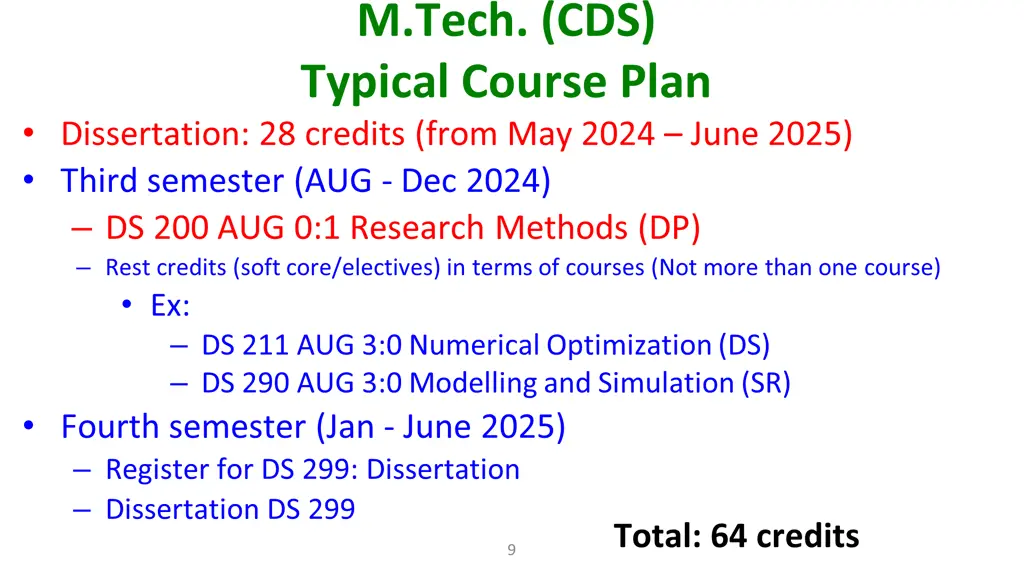 m tech cds typical course plan