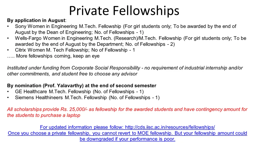 private fellowships