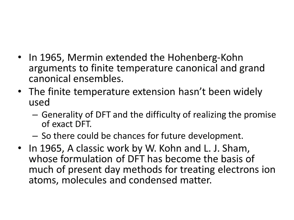 in 1965 mermin extended the hohenberg kohn