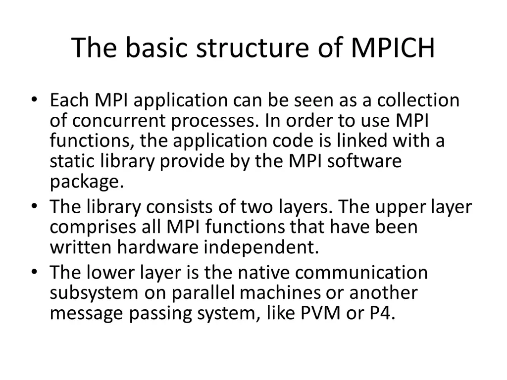 the basic structure of mpich