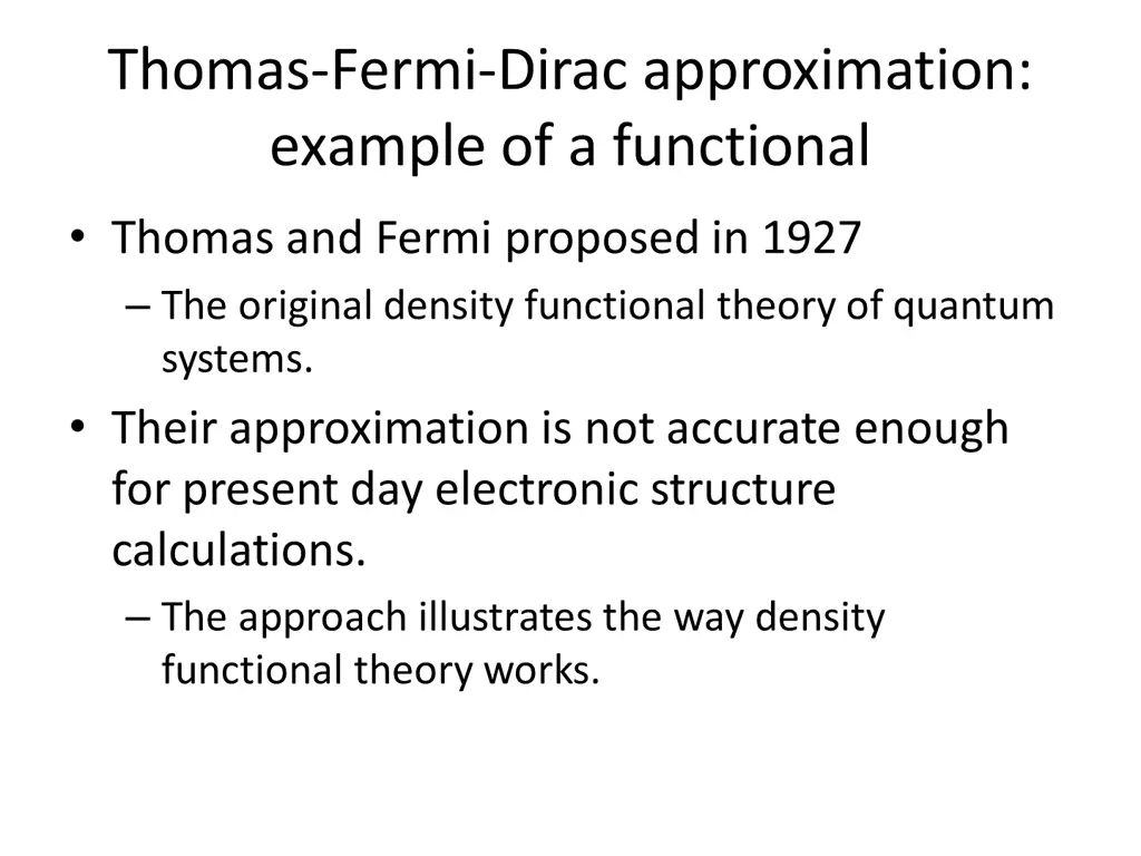 thomas fermi dirac approximation example