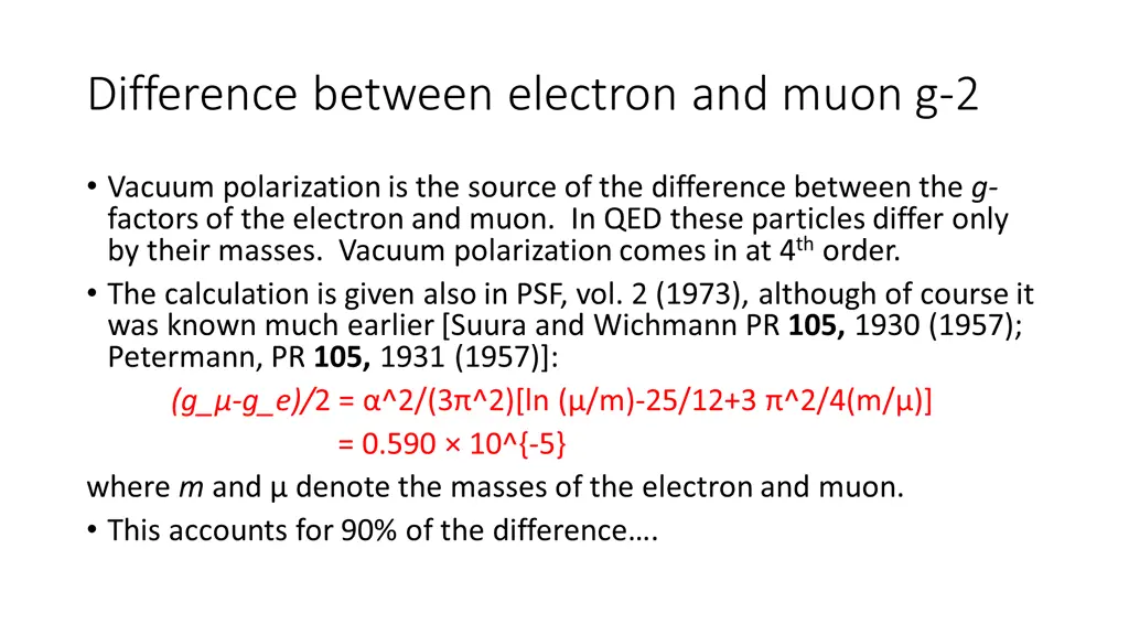 difference between electron and muon g 2