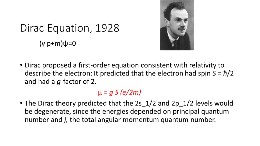 dirac equation 1928