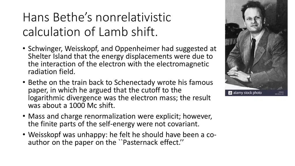hans bethe s nonrelativistic calculation of lamb