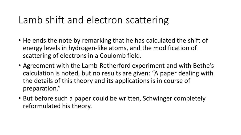 lamb shift and electron scattering