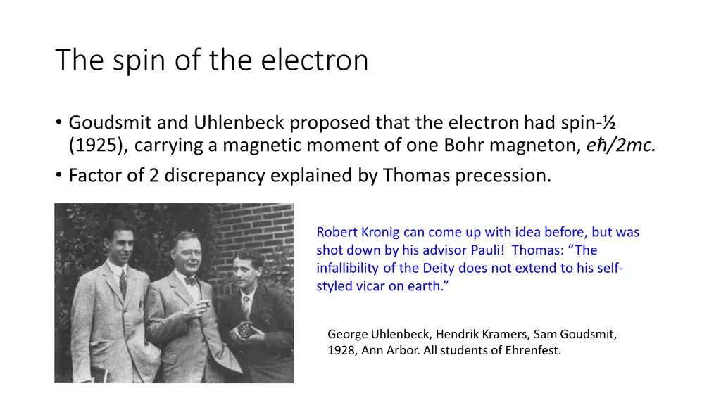 the spin of the electron