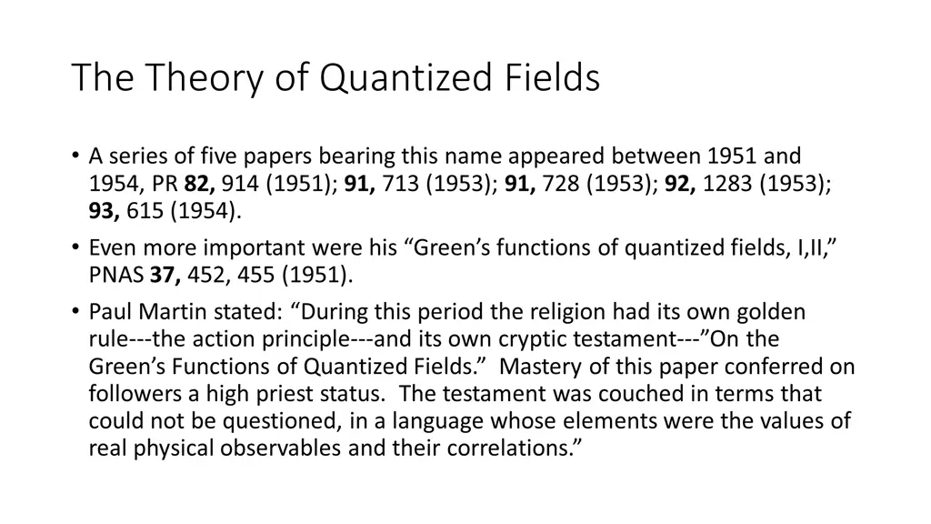 the theory of quantized fields