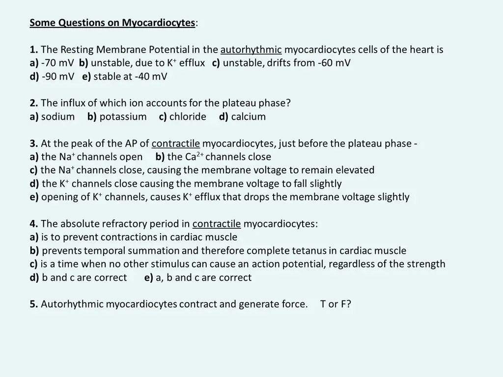 some questions on myocardiocytes