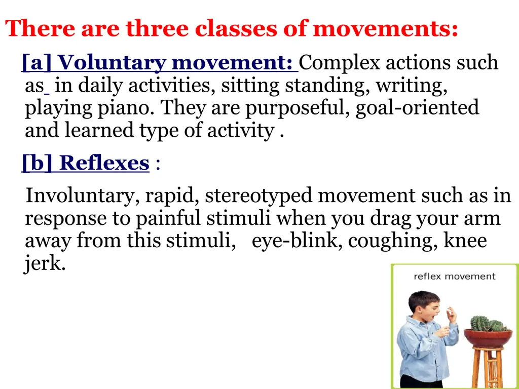 there are three classes of movements a voluntary