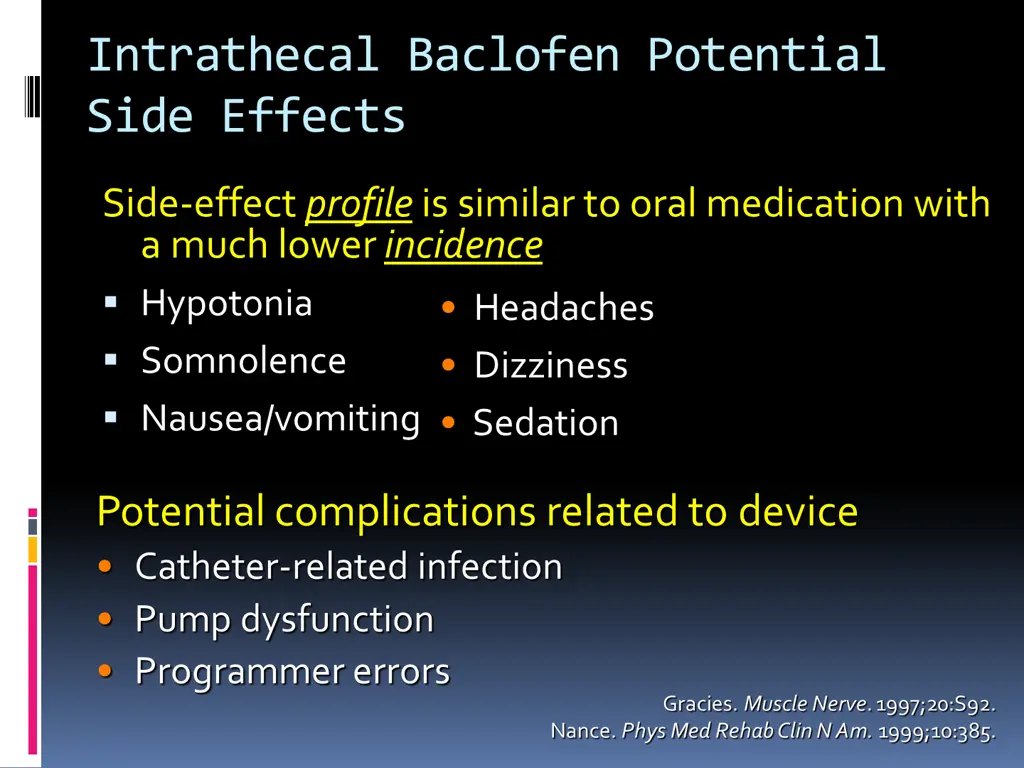 intrathecal baclofen potential side effects