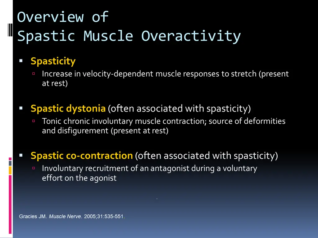 overview of spastic muscle overactivity