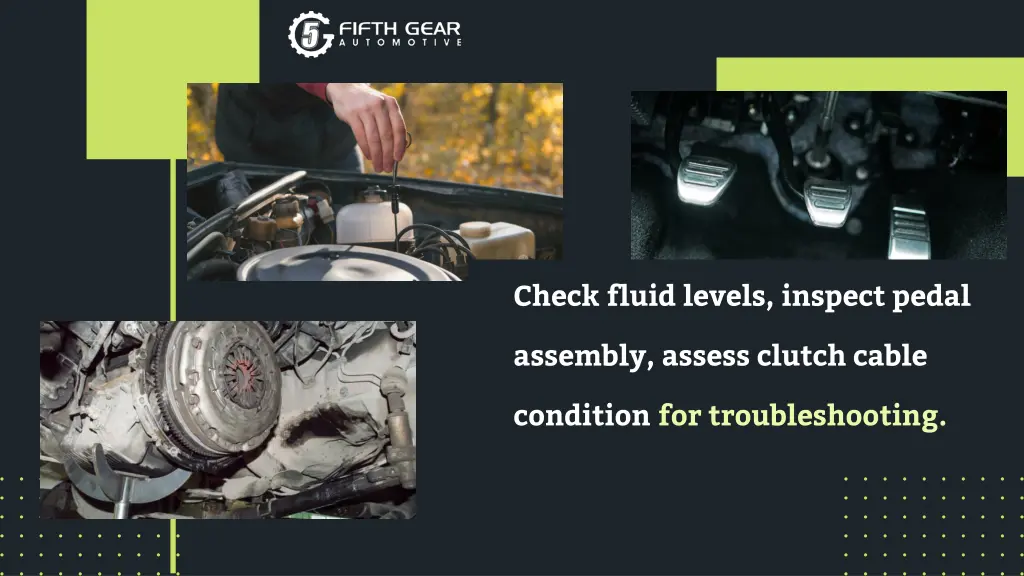 check fluid levels inspect pedal