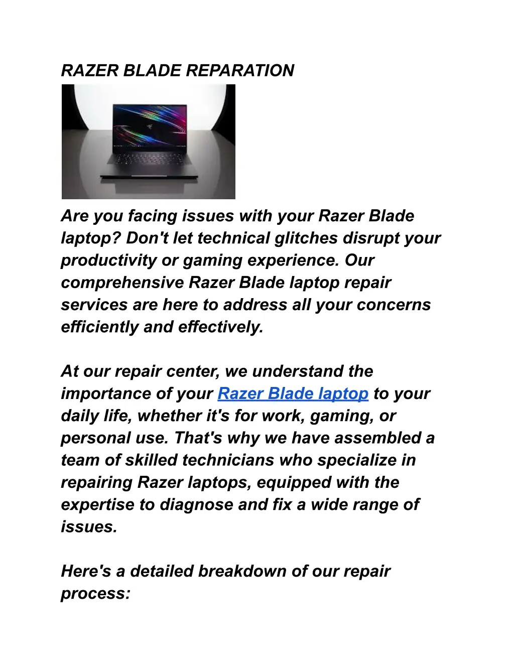 razer blade reparation