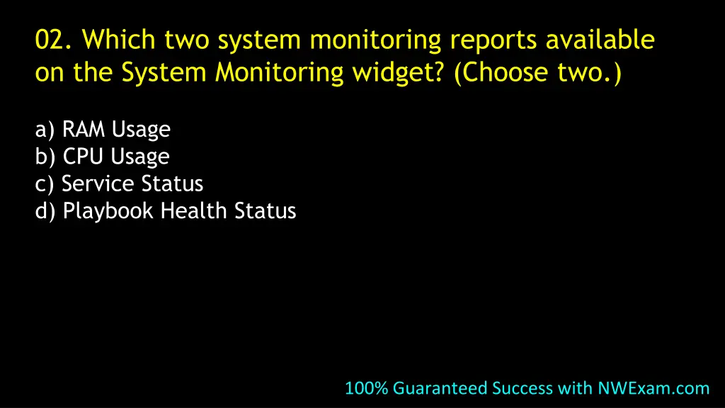 02 which two system monitoring reports available
