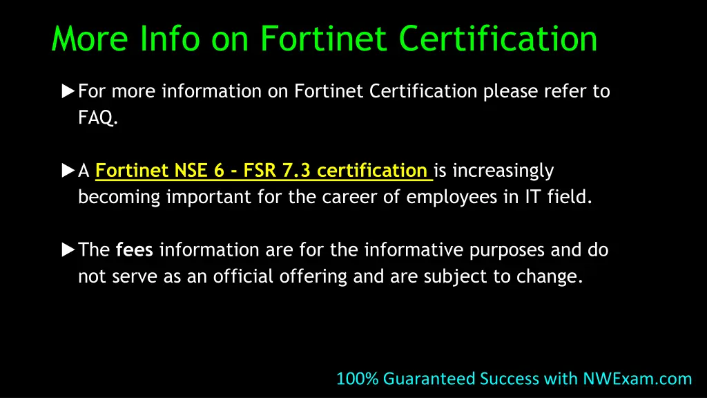 more info on fortinet certification