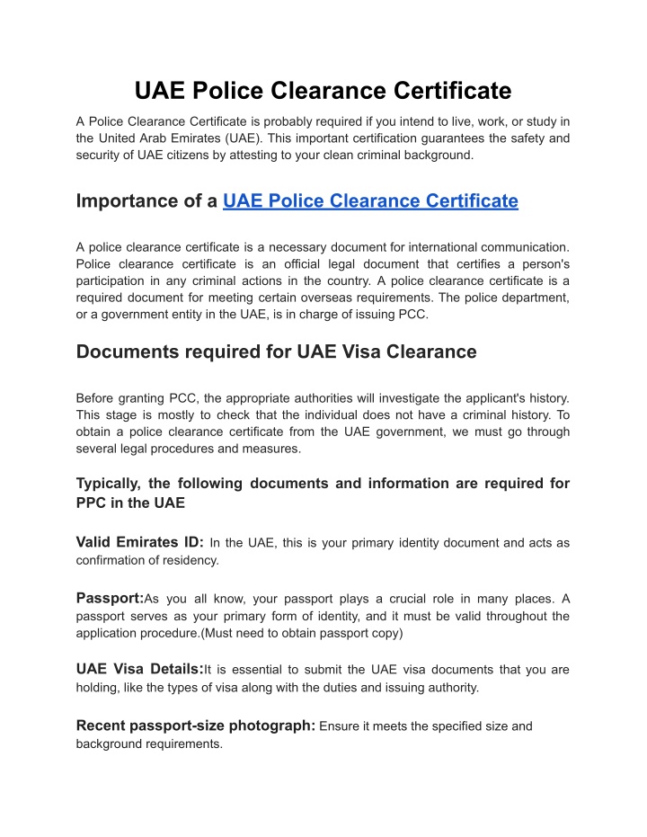 uae police clearance certificate