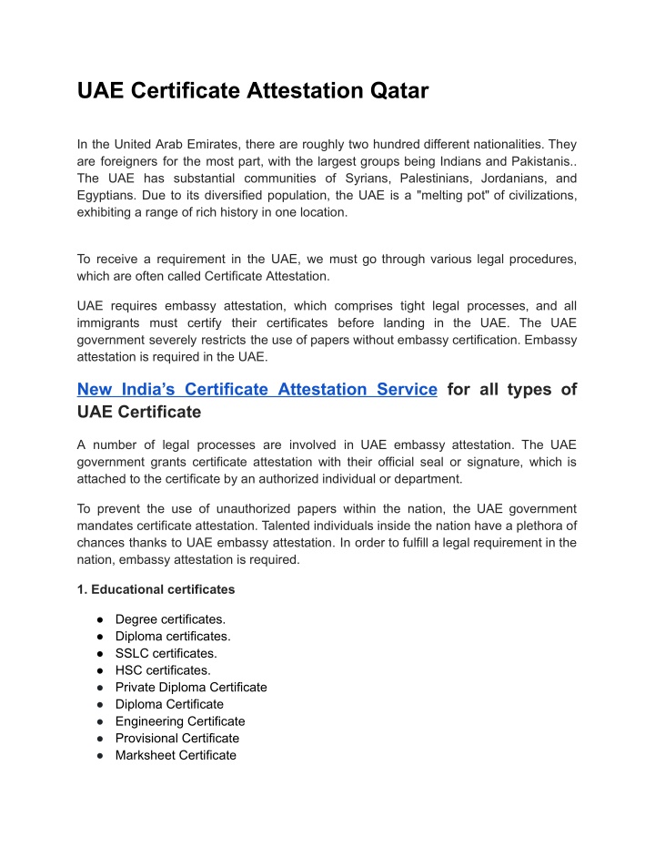 uae certificate attestation qatar