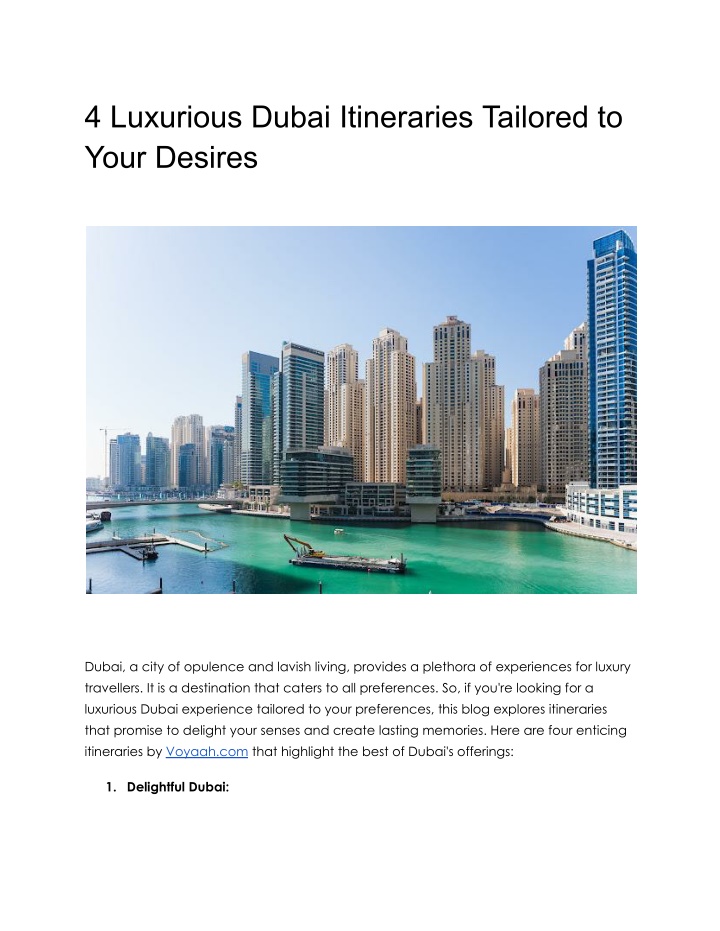 4 luxurious dubai itineraries tailored to your