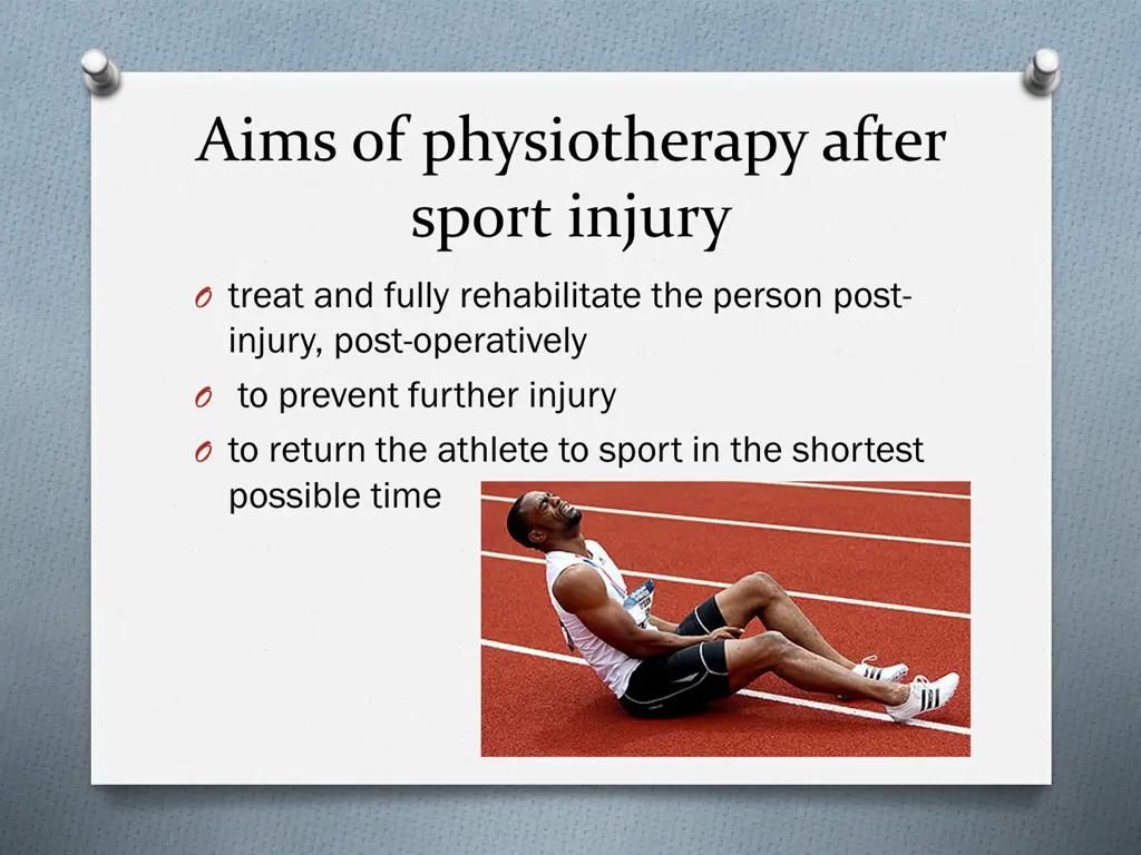 aims of physiotherapy after sport injury