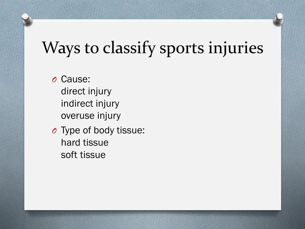 ways to classify sports injuries