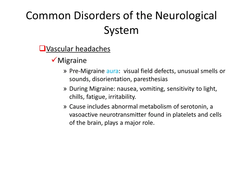 common disorders of the neurological system