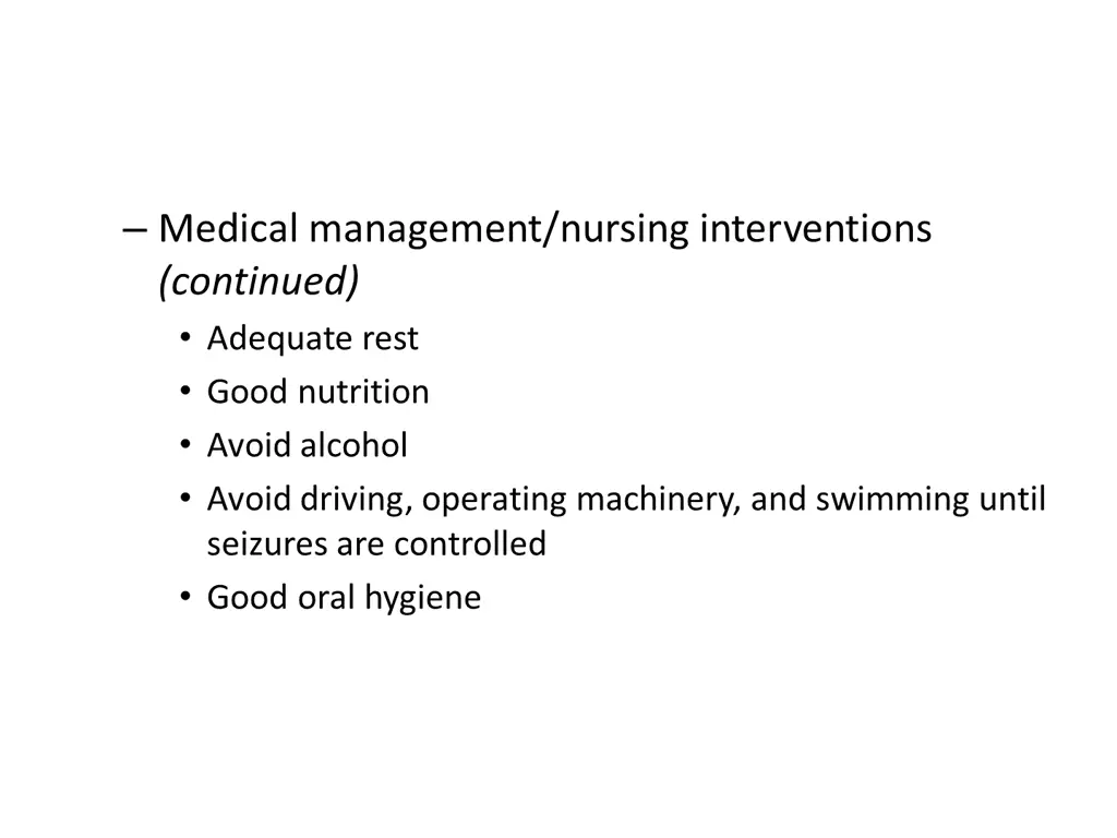 medical management nursing interventions