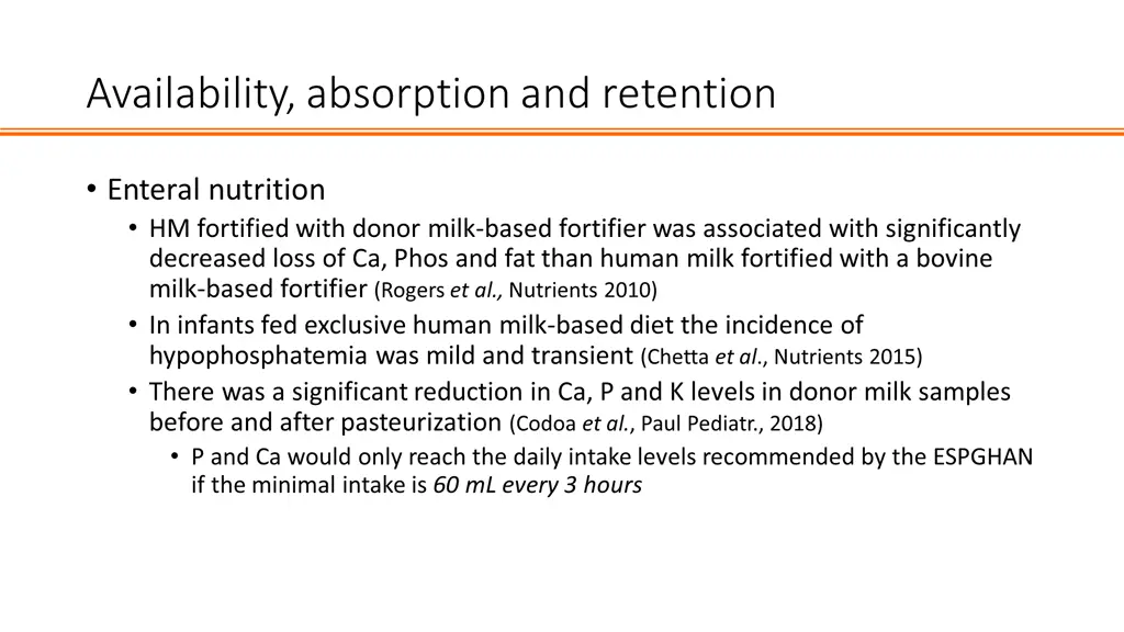 ca and p content of commonly used enteral feeds