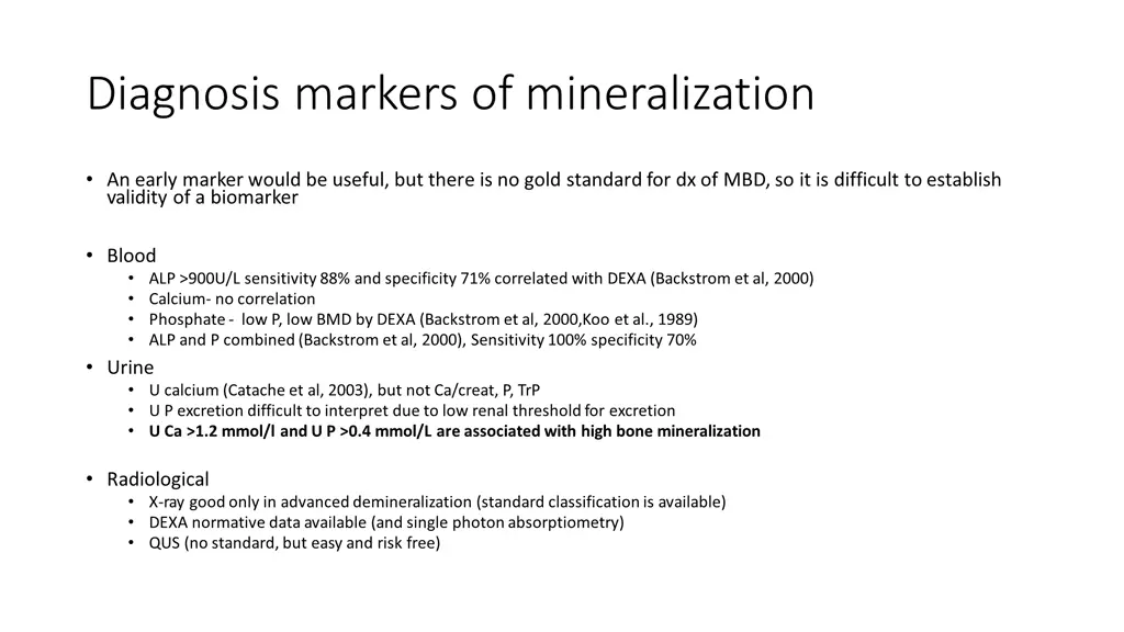 diagnosis markers of mineralization