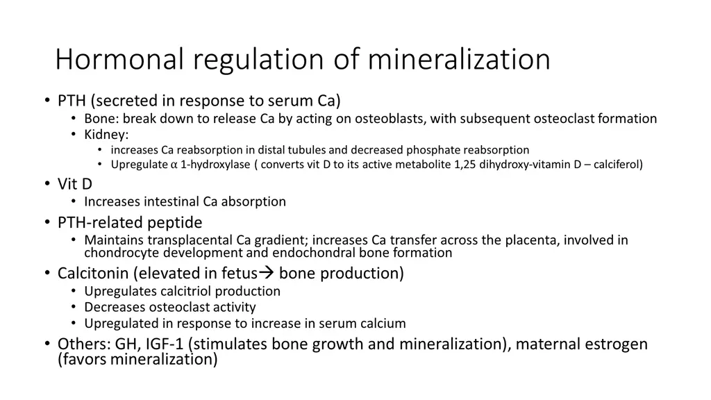 hormonal regulation of mineralization