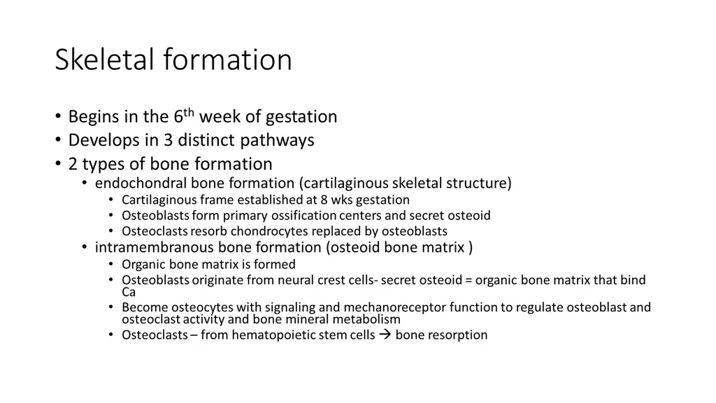 skeletal formation