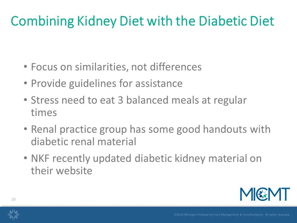 combining kidney diet with the diabetic diet