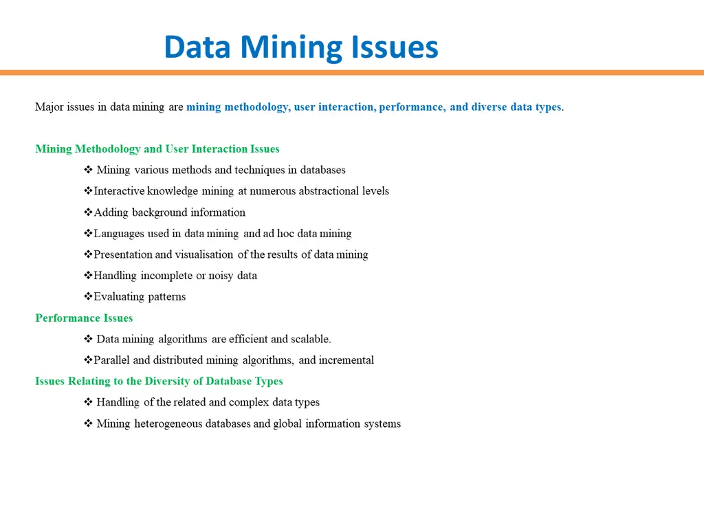 data mining issues