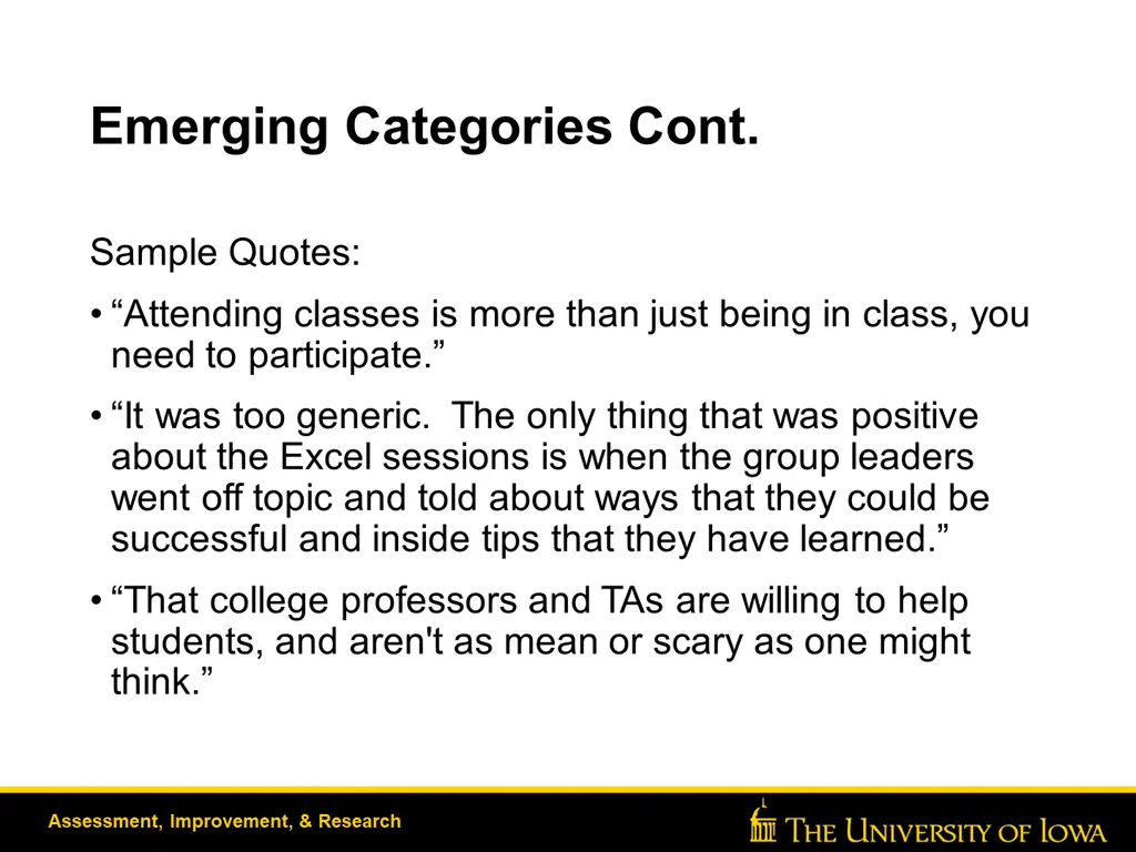 emerging categories cont