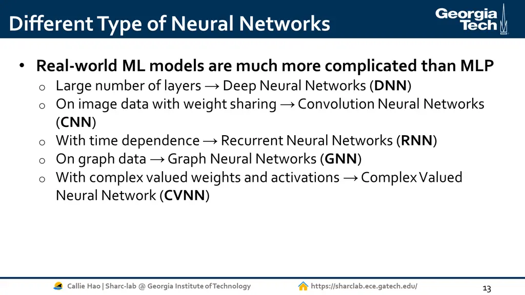 different type of neural networks