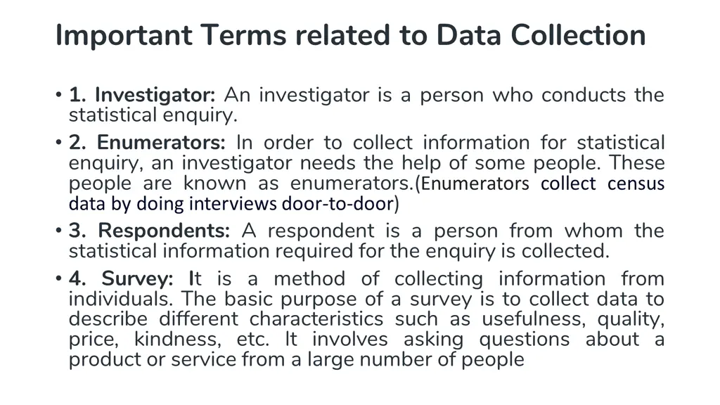 important terms related to data collection