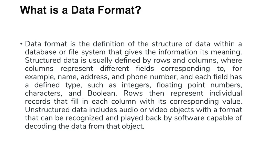 what is a data format