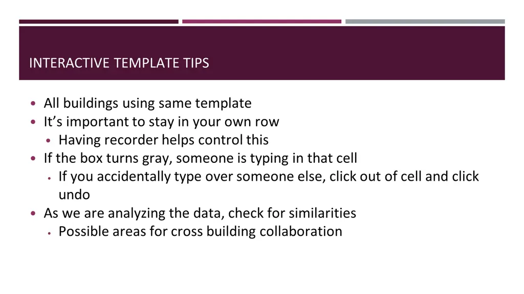 interactive template tips