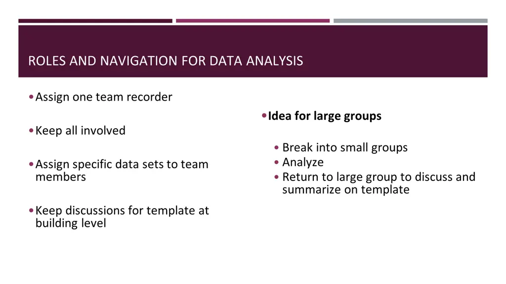 roles and navigation for data analysis