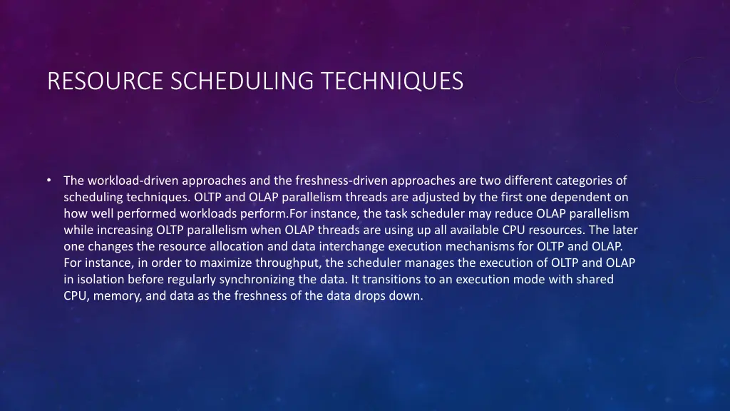 resource scheduling techniques