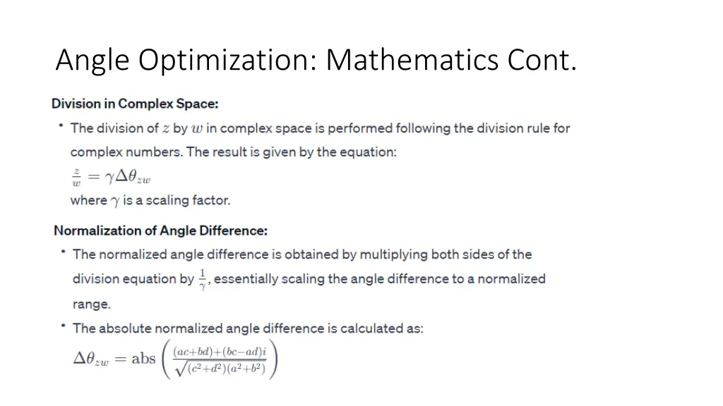 angle optimization mathematics cont