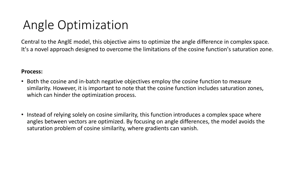 angle optimization