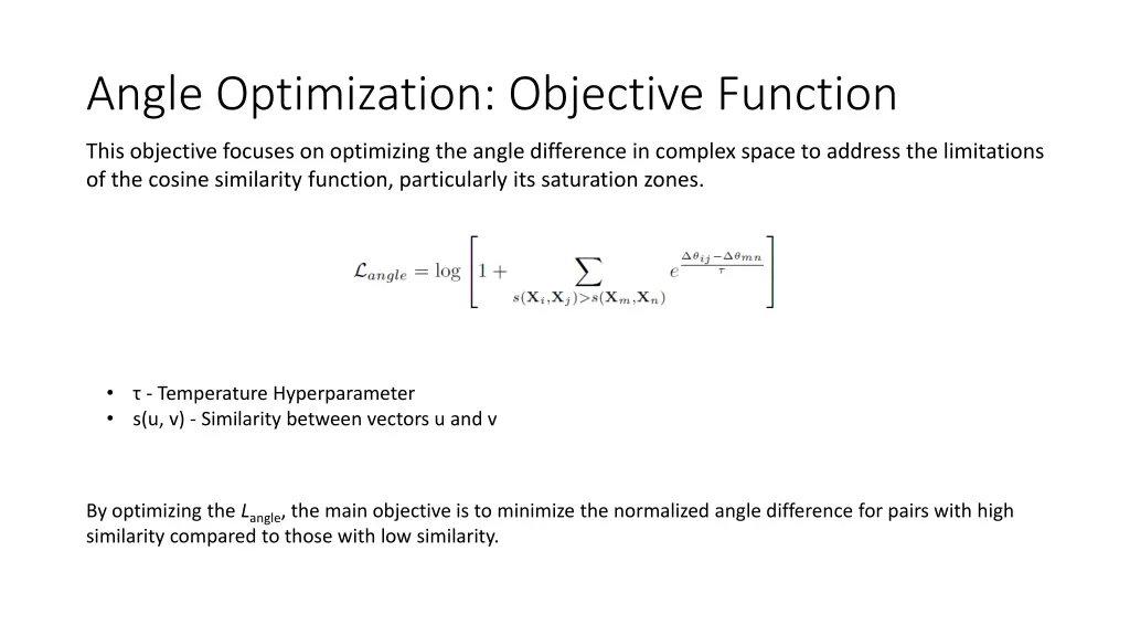 angle optimization objective function