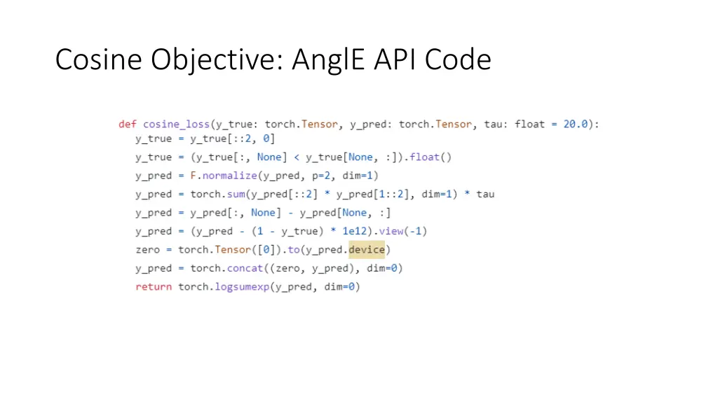 cosine objective angle api code