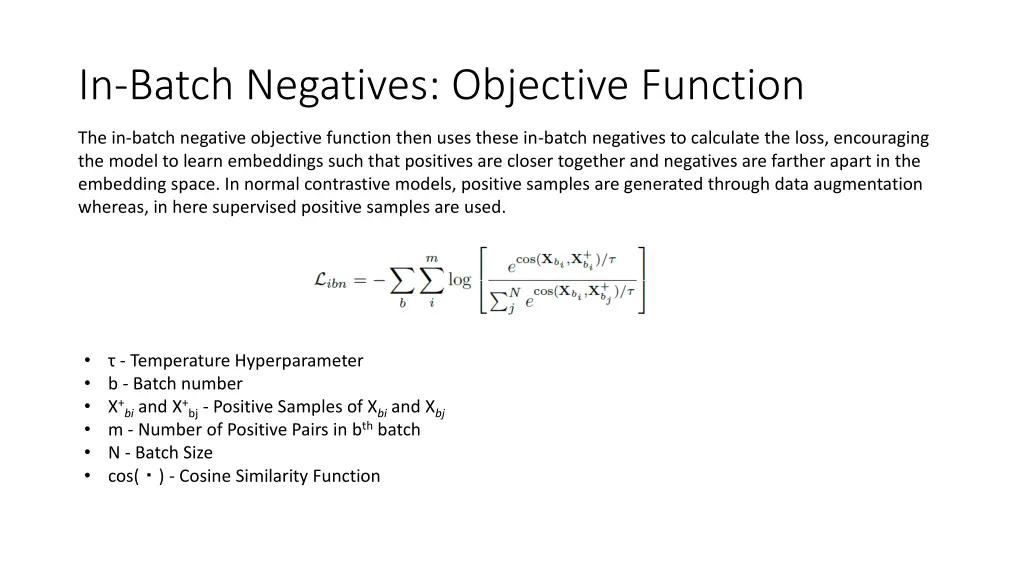 in batch negatives objective function