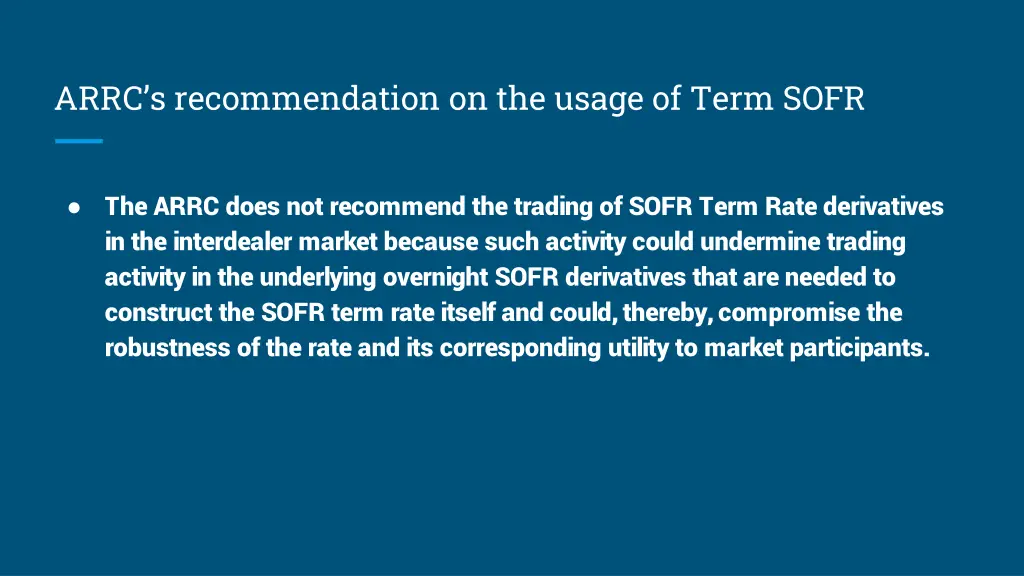 arrc s recommendation on the usage of term sofr 2