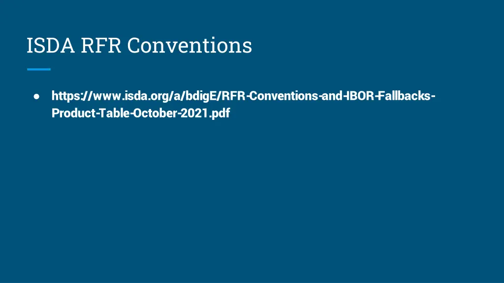 isda rfr conventions