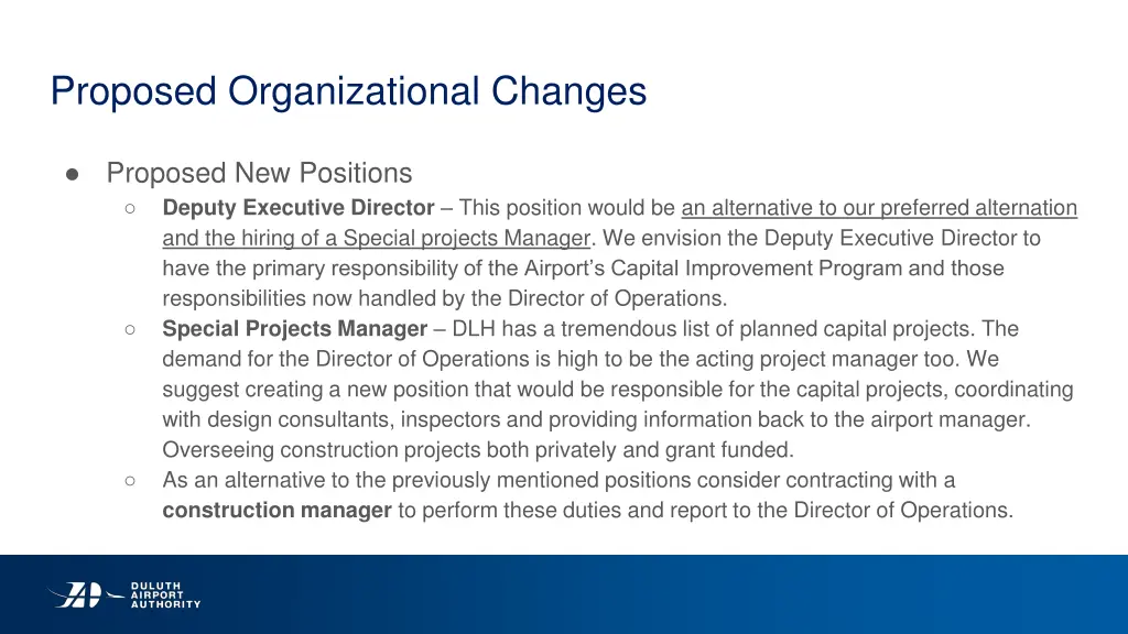 proposed organizational changes 1